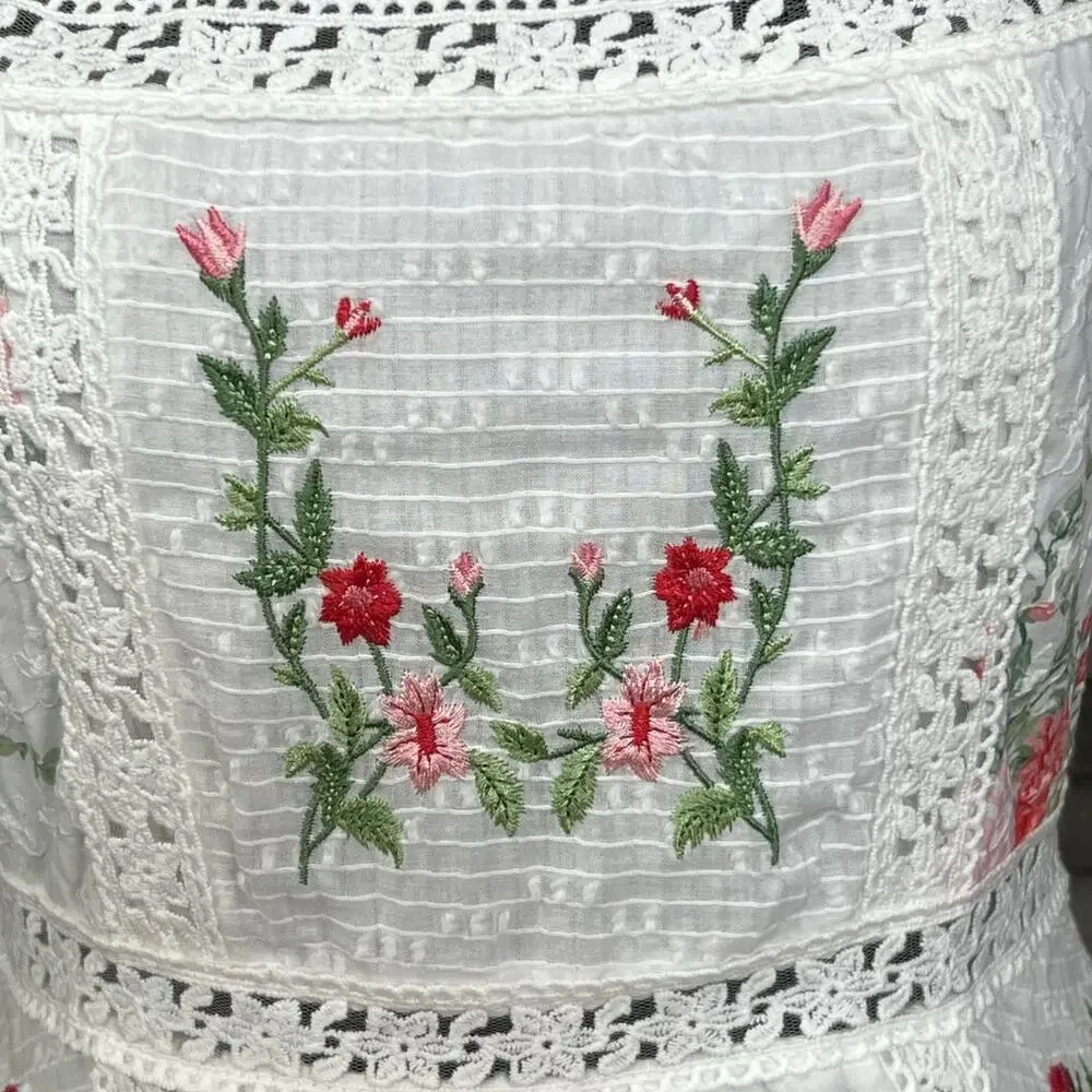 Altar'd State Embroidered Cotton Mini Dress Puff Sleeve Romantic Small NWOT - Picture 5 of 11